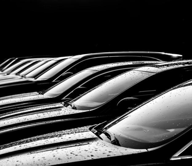 row of black cars