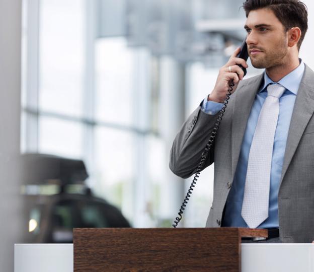 Salesperson talking on phone