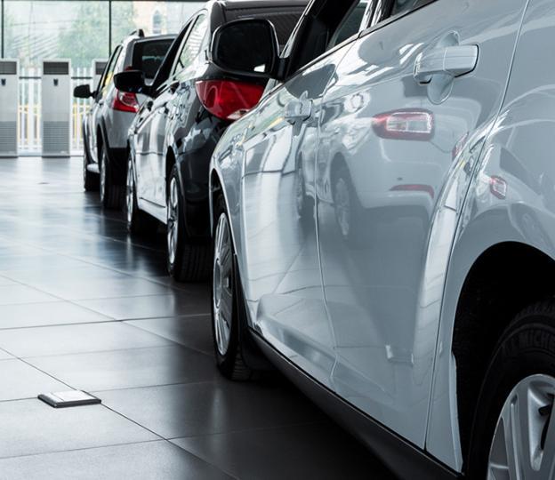 Closeup of cars at dealership