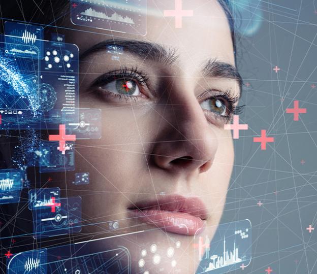 abstract of a woman visualizing data