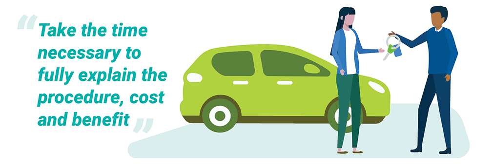 Take the time necessary to fully explain the procedure, cost and benefit